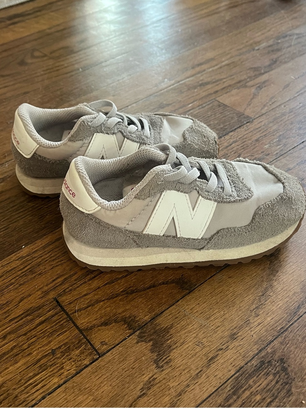 New Balance Kids Light Gray Suede & Mesh Sneakers